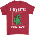 T-Rex Hates Pull Ups Gym Funny Dinosaurs Mens T-Shirt Cotton Gildan Red