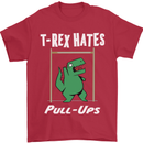 T-Rex Hates Pull Ups Gym Funny Dinosaurs Mens T-Shirt Cotton Gildan Red