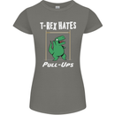 T-Rex Hates Pull Ups Gym Funny Dinosaurs Womens Petite Cut T-Shirt Charcoal
