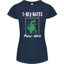 T-Rex Hates Pull Ups Gym Funny Dinosaurs Womens Petite Cut T-Shirt Navy Blue