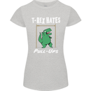 T-Rex Hates Pull Ups Gym Funny Dinosaurs Womens Petite Cut T-Shirt Sports Grey