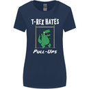 T-Rex Hates Pull Ups Gym Funny Dinosaurs Womens Wider Cut T-Shirt Navy Blue