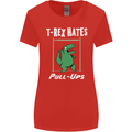 T-Rex Hates Pull Ups Gym Funny Dinosaurs Womens Wider Cut T-Shirt Red