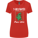 T-Rex Hates Pull Ups Gym Funny Dinosaurs Womens Wider Cut T-Shirt Red