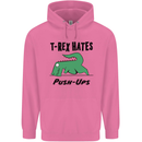 T-Rex Hates Push Ups Funny Gym Dinosaurs Childrens Kids Hoodie Azalea