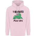 T-Rex Hates Push Ups Funny Gym Dinosaurs Childrens Kids Hoodie Light Pink