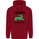 T-Rex Hates Push Ups Funny Gym Dinosaurs Childrens Kids Hoodie Red