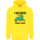 T-Rex Hates Push Ups Funny Gym Dinosaurs Childrens Kids Hoodie Yellow