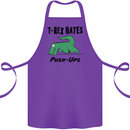 T-Rex Hates Push Ups Funny Gym Dinosaurs Cotton Apron 100% Organic Purple