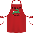 T-Rex Hates Push Ups Funny Gym Dinosaurs Cotton Apron 100% Organic Red
