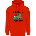 T-Rex Hates Push Ups Funny Gym Dinosaurs Mens 80% Cotton Hoodie Bright Red