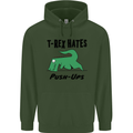 T-Rex Hates Push Ups Funny Gym Dinosaurs Mens 80% Cotton Hoodie Forest Green