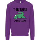 T-Rex Hates Push Ups Funny Gym Dinosaurs Mens Sweatshirt Jumper Purple