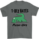 T-Rex Hates Push Ups Funny Gym Dinosaurs Mens T-Shirt Cotton Gildan Charcoal