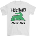T-Rex Hates Push Ups Funny Gym Dinosaurs Mens T-Shirt Cotton Gildan White