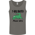 T-Rex Hates Push Ups Funny Gym Dinosaurs Mens Vest Tank Top Charcoal