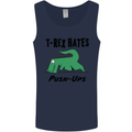 T-Rex Hates Push Ups Funny Gym Dinosaurs Mens Vest Tank Top Navy Blue