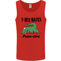 T-Rex Hates Push Ups Funny Gym Dinosaurs Mens Vest Tank Top Red