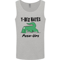 T-Rex Hates Push Ups Funny Gym Dinosaurs Mens Vest Tank Top Sports Grey