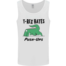 T-Rex Hates Push Ups Funny Gym Dinosaurs Mens Vest Tank Top White