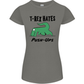 T-Rex Hates Push Ups Funny Gym Dinosaurs Womens Petite Cut T-Shirt Charcoal