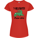 T-Rex Hates Push Ups Funny Gym Dinosaurs Womens Petite Cut T-Shirt Red