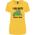 T-Rex Hates Push Ups Funny Gym Dinosaurs Womens Wider Cut T-Shirt Yellow