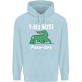 T-Rex Hates Push Ups Gym Funny Dinosaurs Childrens Kids Hoodie Light Blue