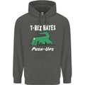 T-Rex Hates Push Ups Gym Funny Dinosaurs Childrens Kids Hoodie Storm Grey