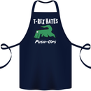 T-Rex Hates Push Ups Gym Funny Dinosaurs Cotton Apron 100% Organic Navy Blue
