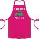 T-Rex Hates Push Ups Gym Funny Dinosaurs Cotton Apron 100% Organic Pink