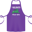 T-Rex Hates Push Ups Gym Funny Dinosaurs Cotton Apron 100% Organic Purple