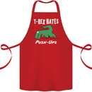 T-Rex Hates Push Ups Gym Funny Dinosaurs Cotton Apron 100% Organic Red
