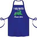 T-Rex Hates Push Ups Gym Funny Dinosaurs Cotton Apron 100% Organic Royal Blue