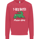 T-Rex Hates Push Ups Gym Funny Dinosaurs Kids Sweatshirt Jumper Heliconia