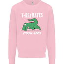 T-Rex Hates Push Ups Gym Funny Dinosaurs Kids Sweatshirt Jumper Light Pink