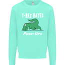 T-Rex Hates Push Ups Gym Funny Dinosaurs Kids Sweatshirt Jumper Peppermint