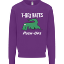 T-Rex Hates Push Ups Gym Funny Dinosaurs Kids Sweatshirt Jumper Purple