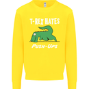 T-Rex Hates Push Ups Gym Funny Dinosaurs Kids Sweatshirt Jumper Yellow