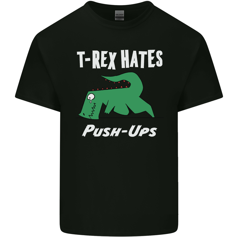 T-Rex Hates Push Ups Gym Funny Dinosaurs Kids T-Shirt Childrens Black