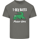 T-Rex Hates Push Ups Gym Funny Dinosaurs Kids T-Shirt Childrens Charcoal