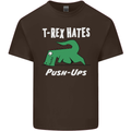 T-Rex Hates Push Ups Gym Funny Dinosaurs Kids T-Shirt Childrens Chocolate