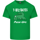T-Rex Hates Push Ups Gym Funny Dinosaurs Kids T-Shirt Childrens Irish Green
