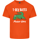 T-Rex Hates Push Ups Gym Funny Dinosaurs Kids T-Shirt Childrens Orange