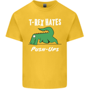 T-Rex Hates Push Ups Gym Funny Dinosaurs Kids T-Shirt Childrens Yellow