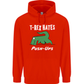 T-Rex Hates Push Ups Gym Funny Dinosaurs Mens 80% Cotton Hoodie Bright Red