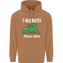 T-Rex Hates Push Ups Gym Funny Dinosaurs Mens 80% Cotton Hoodie Caramel Latte