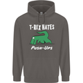 T-Rex Hates Push Ups Gym Funny Dinosaurs Mens 80% Cotton Hoodie Charcoal