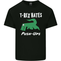 T-Rex Hates Push Ups Gym Funny Dinosaurs Mens Cotton T-Shirt Tee Top Black