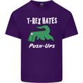 T-Rex Hates Push Ups Gym Funny Dinosaurs Mens Cotton T-Shirt Tee Top Purple